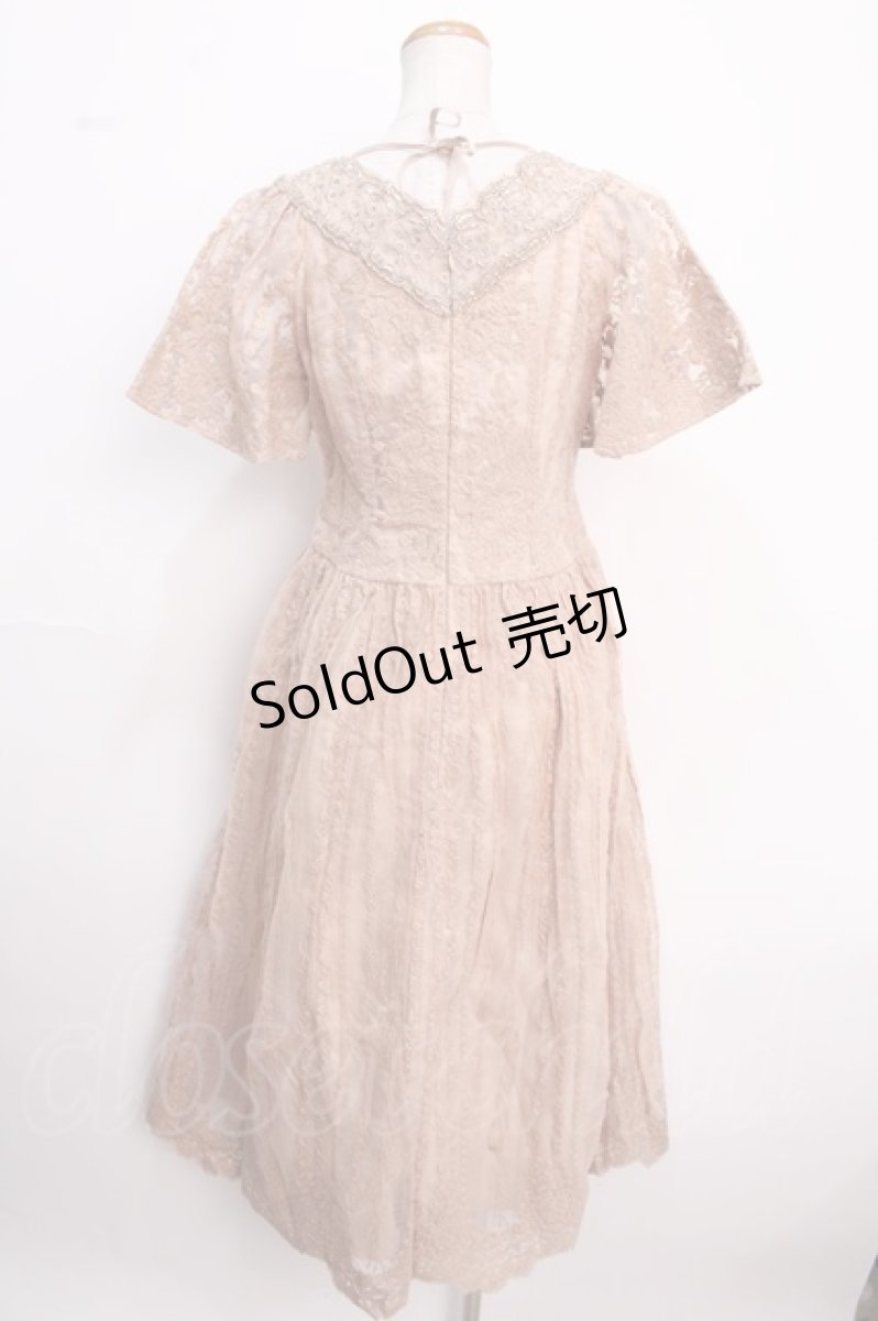 画像2: 【SALE】axes femme NOSTALGIE / オーガンジー刺繍ワンピース M キャメル Y-25-02-16-206-AX-OP-SZ-ZH (2)