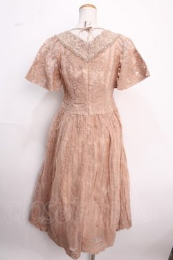 画像2: axes femme NOSTALGIE / オーガンジー刺繍ワンピース M キャメル Y-25-02-16-206-AX-OP-SZ-ZI