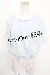 axes femme / 刺繍ブラウジングプルオーバー  サックス Y-25-02-16-210-AX-TO-AS-ZI