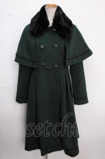 画像1: axes femme POETIQUE / ファー襟付きケープロングコート  グリーン Y-25-02-16-224-AX-CO-SZ-ZTC005 (1)