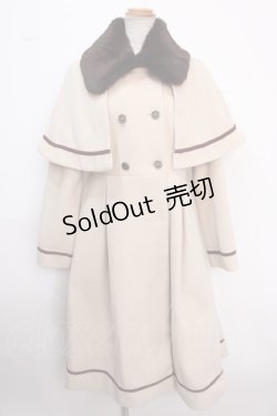 画像1: axes femme POETIQUE / ファー襟付きケープロングコート M ベージュ Y-25-02-16-225-AX-CO-SZ-ZT-C002