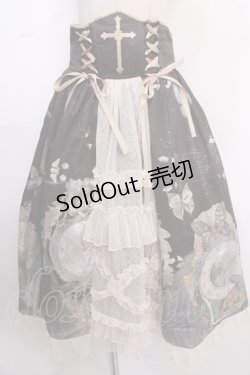 画像1: 熊逗醤 / クロックプリントスカート  黒 Y-25-02-16-274-LO-SK-SZ-ZY