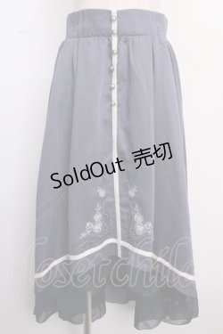 画像1: axes femme / 薔薇刺繍フィッシュテールスカート M ブルー Y-25-02-18-050-AX-SK-SZ-ZI