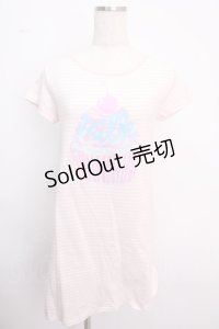 MILK / Sweets maniaカットワンピース  オフ×ピンクボーダー Y-25-02-18-074-ML-OP-SZ-ZY