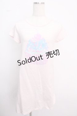 画像1: MILK / Sweets maniaカットワンピース  オフ×ピンクボーダー Y-25-02-18-074-ML-OP-SZ-ZY