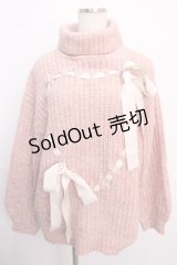 merry jenny / ハートリボンニット F ピンク Y-25-02-18-098-LO-TO-SZ-ZT438