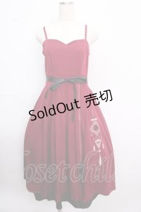 axes femme / チャイナ風刺繍キャミワンピース  ワイン Y-25-02-18-101-AX-OP-AS-ZI
