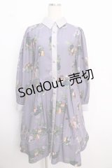 axes femme POETIQUE / ラ レコルト柄シャツワンピース  紫 Y-25-02-18-103-AX-OP-AS-OS