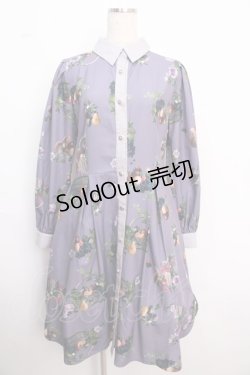 画像1: axes femme POETIQUE / ラ レコルト柄シャツワンピース  紫 Y-25-02-18-103-AX-OP-AS-OS