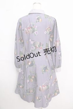 画像2: axes femme POETIQUE / ラ レコルト柄シャツワンピース  紫 Y-25-02-18-103-AX-OP-AS-OS