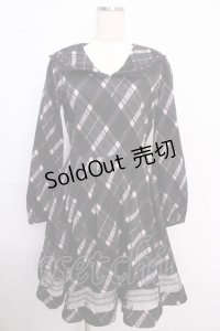 axes femme kawaii /チェックセーラーワンピース M 黒 Y-25-02-18-105-AX-OP-SZ-ZH