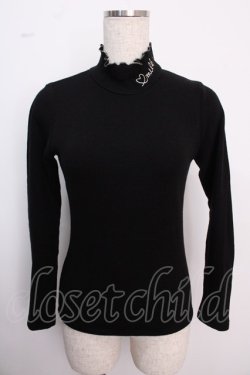画像1: MILK / ロゴ刺繍ハイネックニット  ブラック Y-25-02-18-011-ML-TO-SZ-ZT425
