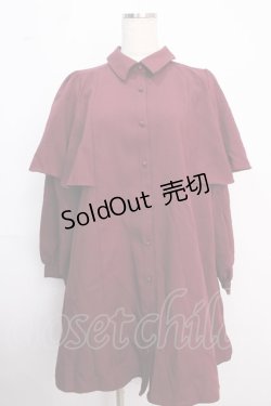 画像1: axes femme POETIQUE /ケープデザインワンピース M ワイン Y-25-02-18-109-AX-OP-IG-ZI