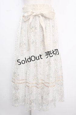 画像1: axes femme / フラワープリントレーススカート F イエロー Y-25-02-18-048-AX-SK-SZ-ZI