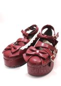 axes femme kawaii / リボンスカラップ配色シューズ S ワイン Y-25-02-21-050-AX-SH-SZ-ZY