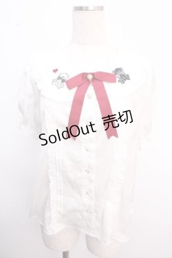 画像1: Amavel / シエスタハートベア刺繍入りくま耳付ブラウス F ボルドー Y-25-02-21-074-CA-BL-SZ-ZY