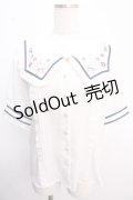Amavel / 衿刺繍チャイナブラウス F ネイビー Y-25-02-21-075-CA-BL-SZ-ZY
