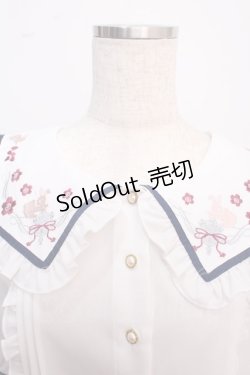 画像3: Amavel / 衿刺繍チャイナブラウス F ネイビー Y-25-02-21-075-CA-BL-SZ-ZY