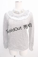 axes femme / 胸元付属使いレースプルオーバー M グレー Y-25-02-21-084-AX-TO-SZ-ZI