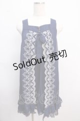 axes femme / スカラップ刺繍シフォンプリーツワンピース M 紺 Y-25-02-21-086-AX-OP-SZ-ZI