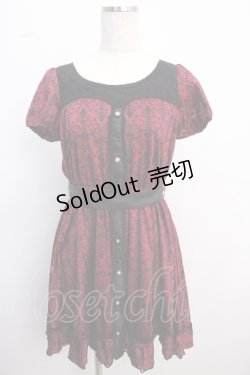 画像1: axes femme / オーナメント柄ワンピース M ワイン Y-25-02-21-087-AX-OP-SZ-ZI