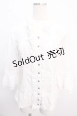 Ozz oneste / レースアップブラウス  ホワイト Y-25-02-21-114-OO-TO-SZ-ZY