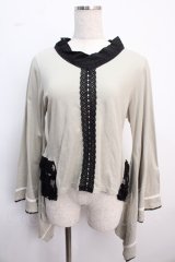 gouk 雅 / フロントレース着物袖トップス  ベージュ Y-25-02-21-122-GO-TO-SZ-ZY