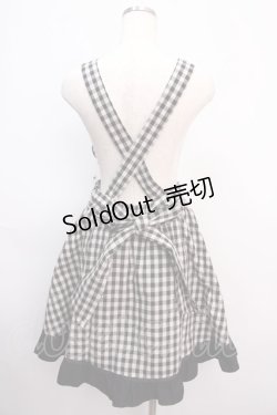 画像2: Amavel / 刺繍入りくま耳付エプロンドレスジャンスカ F チェック(黒) Y-25-02-21-135-CA-OP-SZ-ZY