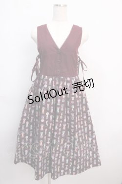 画像1: axes femme POETIQUE / アリス　鍵穴柄ジャンスカ M ワイン Y-25-02-21-136-AX-OP-SZ-ZT313