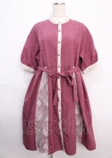 axes femme / レース切替シャツワンピース  ピンク Y-25-02-21-148-AX-OP-SZ-ZI