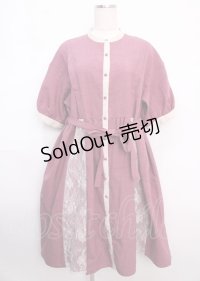 axes femme / レース切替シャツワンピース  ピンク Y-25-02-21-148-AX-OP-SZ-ZI