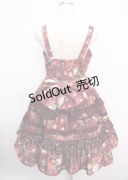 画像2: axes femme kawaii / アンティークローズ柄ジャンパースカート M ワイン Y-25-02-21-156-AX-OP-SZ-ZY