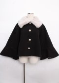 axes femme POETIQUE / ベルスリーブショートコート M 黒 Y-25-02-21-192-AX-CO-SZ-ZT-C027