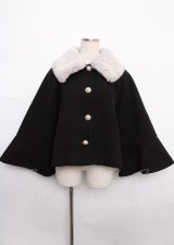 axes femme POETIQUE / ベルスリーブショートコート M 黒 Y-25-02-21-192-AX-CO-SZ-ZT-C027