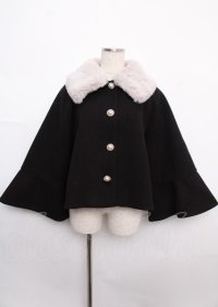 axes femme POETIQUE / ベルスリーブショートコート M 黒 Y-25-02-21-192-AX-CO-SZ-ZT-C027