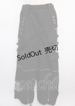 画像1: BACKSTAGE PASS / サスペンダーワイドカーゴパンツ F 黒 Y-25-02-21-202-PU-PA-SZ-ZY