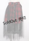 LISTEN FLAVOR / ベルト付きフロントスナップチュールマキシスカート F レッド×ブラック Y-25-02-21-206-PU-SK-SZ-ZS