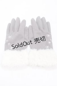 axes femme / 雪の結晶柄刺繍手袋  グレー Y-25-02-21-027-AX-ZA-SZ-ZT424