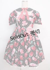 Angelic Pretty / Fresh Strawberry Dinerワンピース  黒 Y-25-02-26-038-AP-OP-SZ-ZY