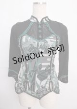 Ozz oneste / スタンドカラー切り替えトップス  黒ｘグリーン Y-25-02-26-007-OO-TO-AS-ZY