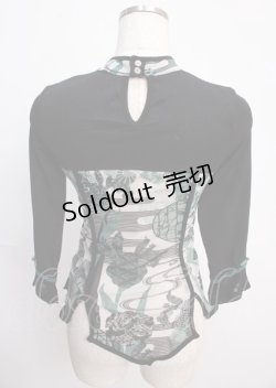 画像2: Ozz oneste / スタンドカラー切り替えトップス  黒ｘグリーン Y-25-02-26-007-OO-TO-AS-ZY