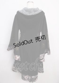 画像2: Qutie Frash / 着物袖ロングパーカー - 黒 Y-25-02-26-049-QU-JA-SZ-ZT325