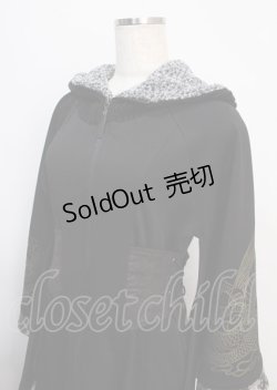 画像3: Qutie Frash / 着物袖ロングパーカー - 黒 Y-25-02-26-049-QU-JA-SZ-ZT325