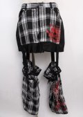 MAD /フラップ付きチェック柄カスタムセパレートスカート L グレー Y-25-02-26-068-PU-SK-SZ-ZY