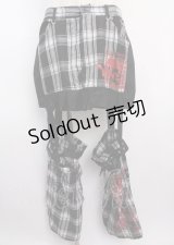 MAD /フラップ付きチェック柄カスタムセパレートスカート L グレー Y-25-02-26-068-PU-SK-SZ-ZY