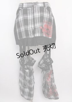 画像1: MAD /フラップ付きチェック柄カスタムセパレートスカート L グレー Y-25-02-26-068-PU-SK-SZ-ZY