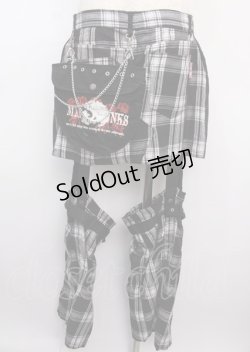 画像2: MAD /フラップ付きチェック柄カスタムセパレートスカート L グレー Y-25-02-26-068-PU-SK-SZ-ZY