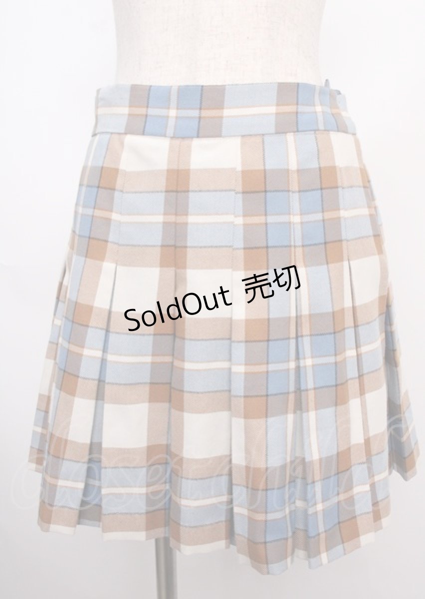 画像1: 【SALE】MILK / TARTANキュロット  サックス×ベージュ Y-25-02-26-081-ML-PA-SZ-ZT425 (1)