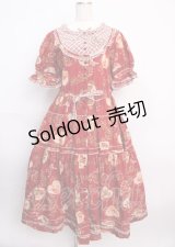 PINK HOUSE / Rambling Heartsプリントパッチワークワンピース  赤 Y-25-02-26-022-LO-OP-AS-ZY