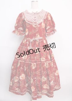 画像1: PINK HOUSE / Rambling Heartsプリントパッチワークワンピース  赤 Y-25-02-26-022-LO-OP-AS-ZY
